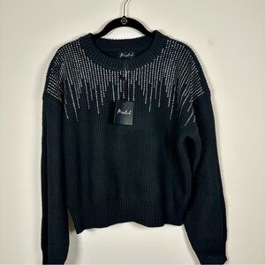 NWT- Marled Brand-Black Sweater with Embellishments- Large